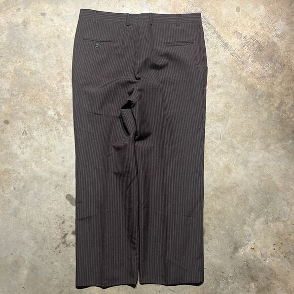 Vintage 70s Unbranded Brown Striped Trousers Pants 36x28 - Picture 3 of 4